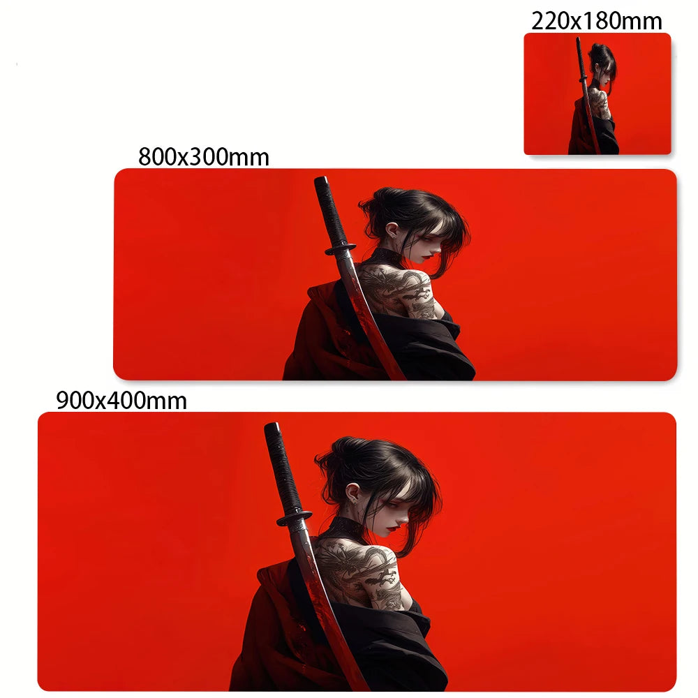 Japanese Style Anime Red Girl Pc Game Mousepad Large Mouse Pad XXL Gamer Mouse Mat Office Table Carpet Gaming Mats 500x1000mm
