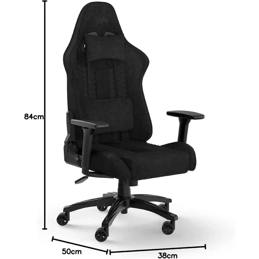 Corsair TC100 Gaming Chair: Fabric, Racing Style, Lumbar Support, Removable Memory Foam Neck Pillow, Adjustable Features