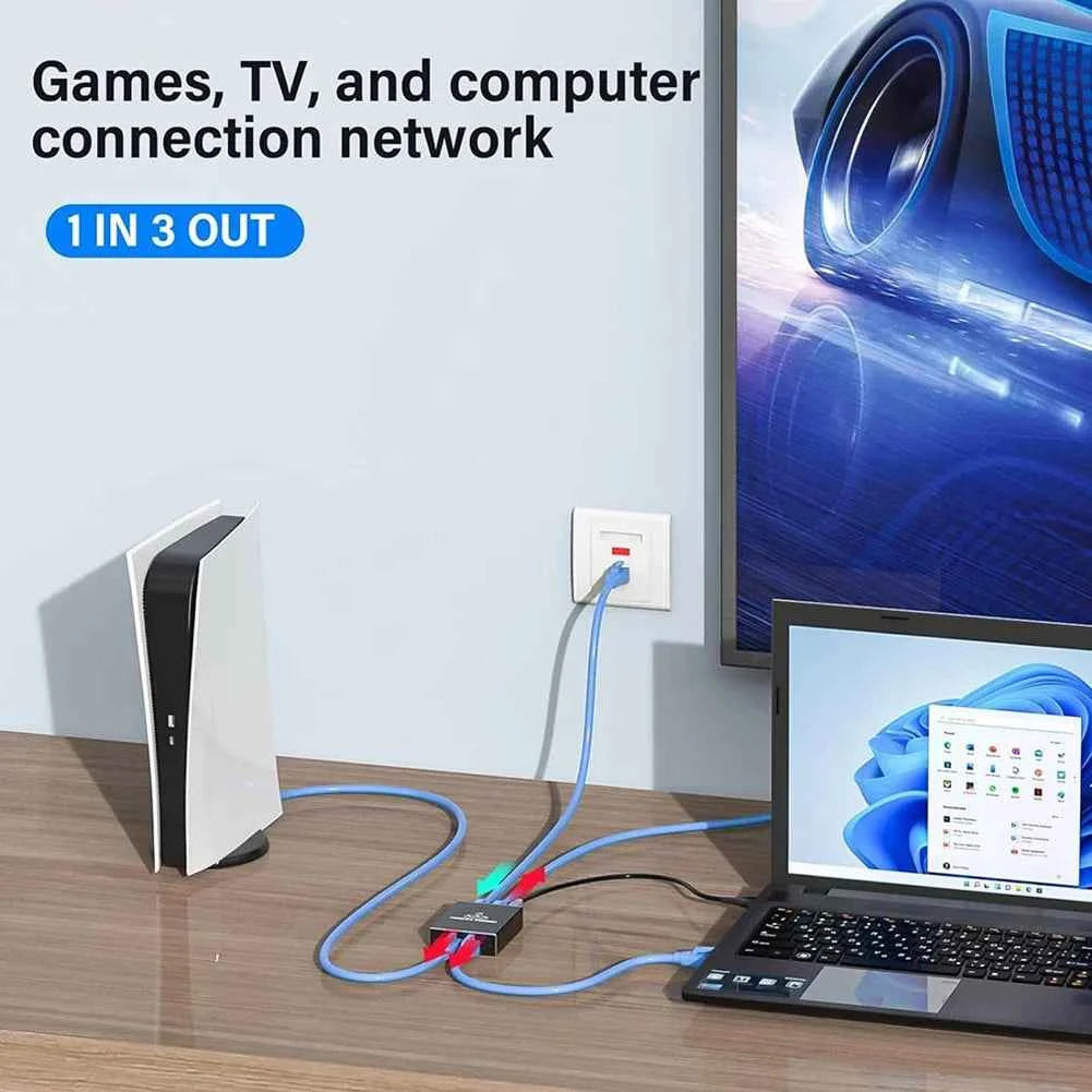 1000M Rj45 Splitter Gigabit Ethernet Adapter Internet Network Cable Extender Networking Adapter for PC TV Box Router Sharer
