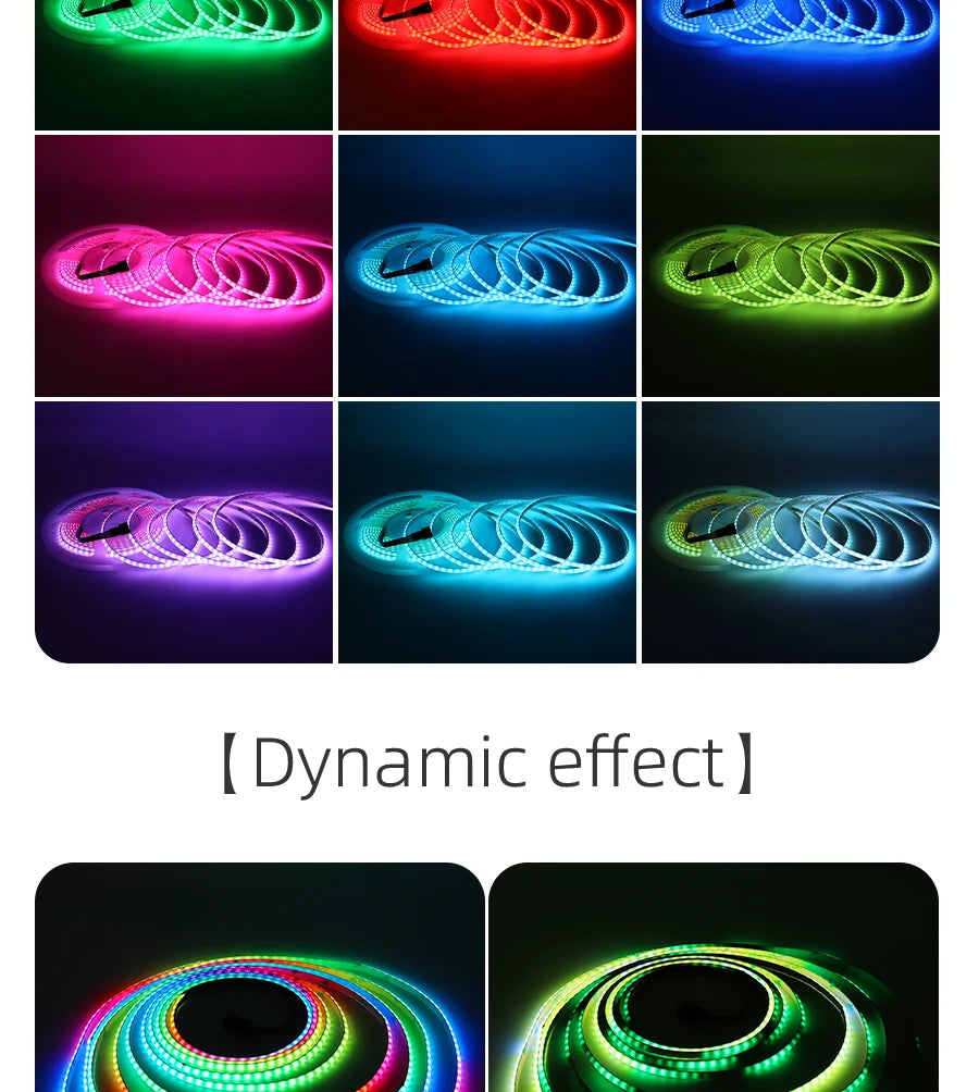 5V New 3mm Super Thin Addressable COB LED Strip RGBIC Individual Pixel Control 240LEDs WS2812B Dream Color USB Powered LED Tape