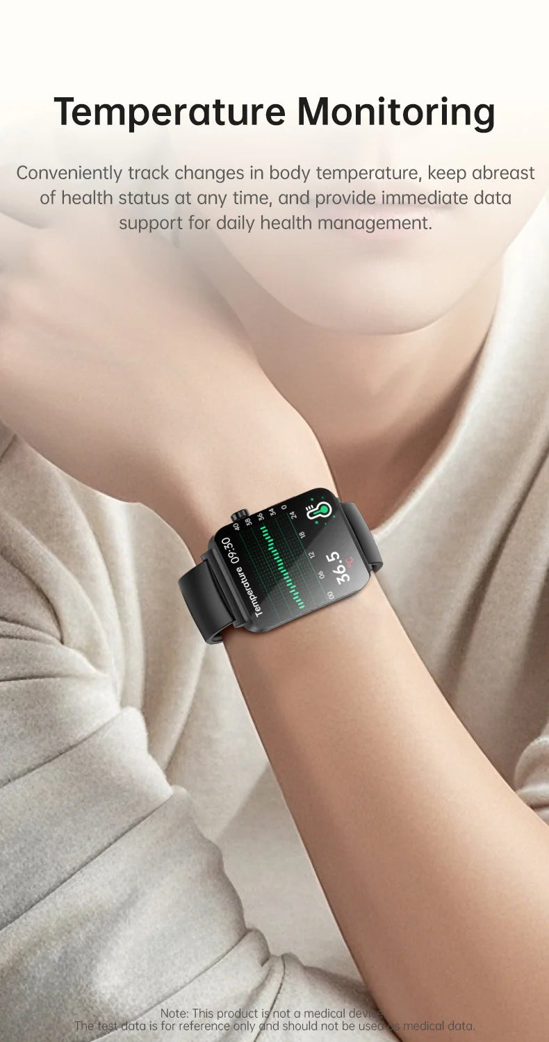 KS03 PRO Health Smart Watch For Men Women Bluetooth Calling Fitness Tracker Smartwatch E/C/G Test Outdoor 1.96