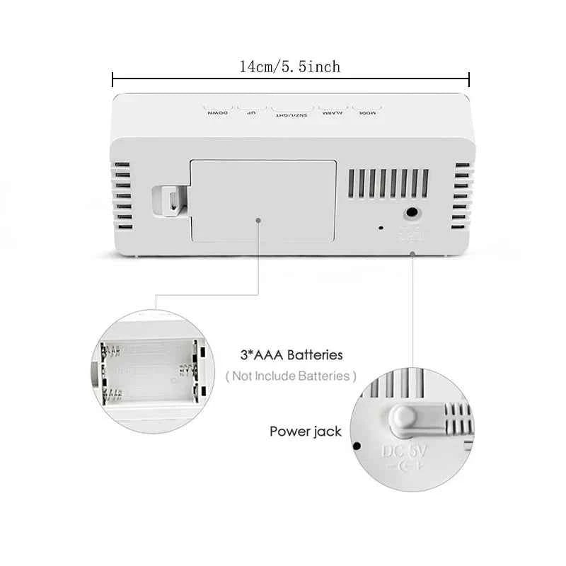 Digital Alarm Clock LED Electronic Desktop Clock with Temperature for Bedroom Home Office Teens Kids