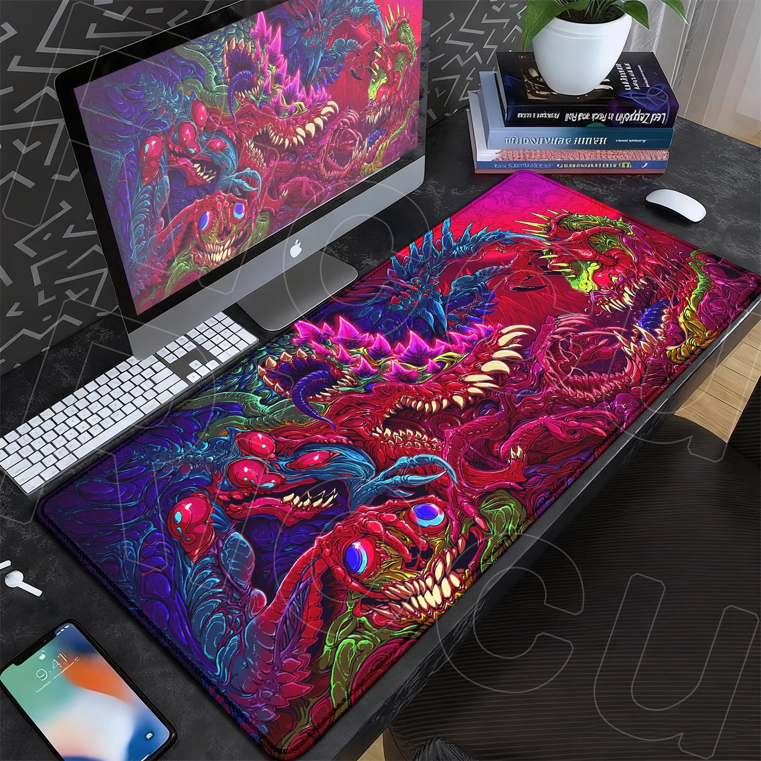 60x35cm Company Office Mice Extend Carpet XXL Hyper Beast Non-slip Rubber Mouse Pad Keyboard Gaming Accessories Cool Monster Mat