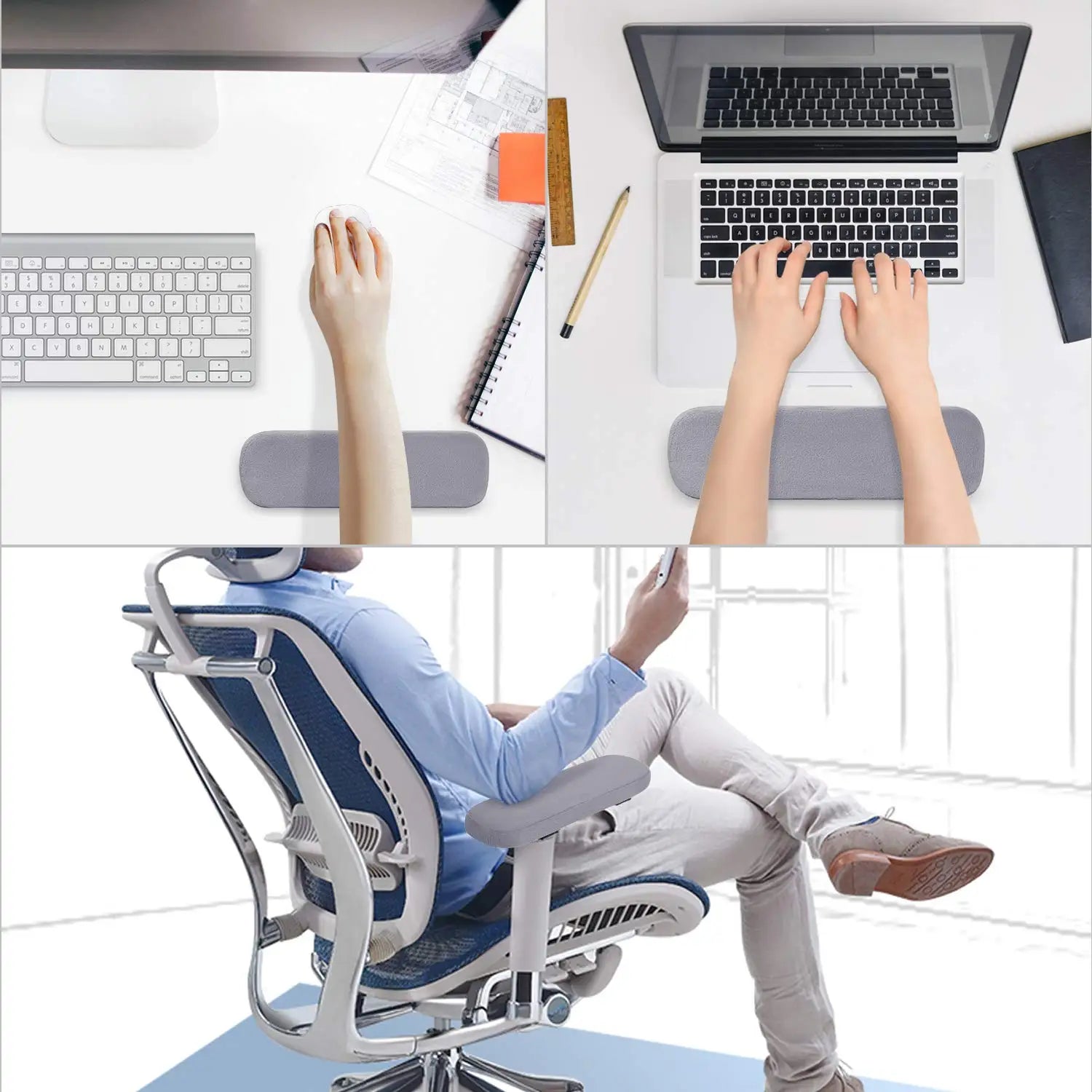 2 Pcs Office Chair Arm Pads,Soft PU Sponge Arm Rest for Desk Chair Gaming Chair,Arm Rest Cover Elbow Support,Removable Cleaning