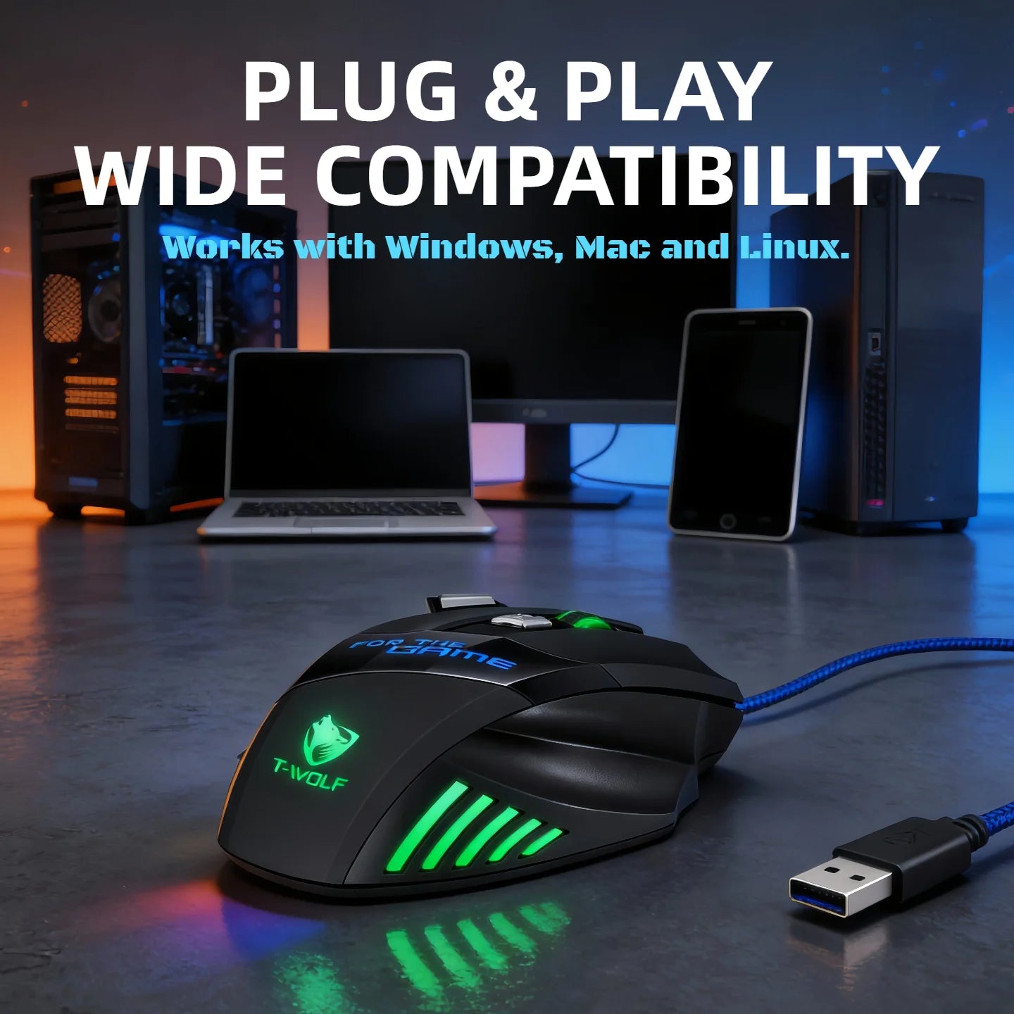 Wired Gaming Mouse 7 Buttons RGB Backlit Mouse Fire Button 2400 DPI Adjustable Ergonomic Optical Mouse for PC Laptop Gamer Professional