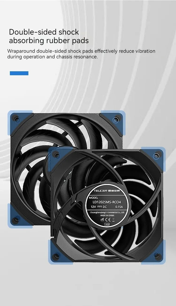 TEUCER T30 Computer Case Fan 12CM 4PIN PWM CPU Cooler Fan PC Case Silent Fan 120mm