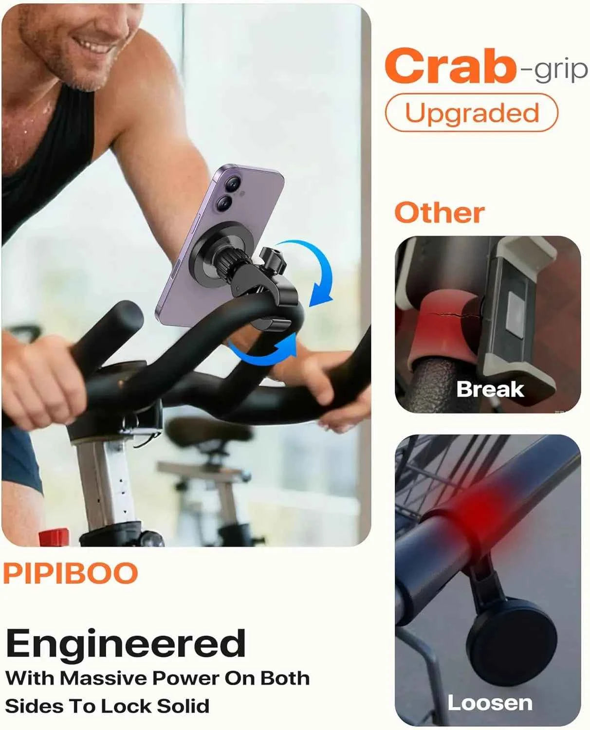 Magnetic Phone Holder Clamp Mount Rotatable Handlebar Accessories for MagSafe for Regular Bike Ride Stroller Peloton Steering