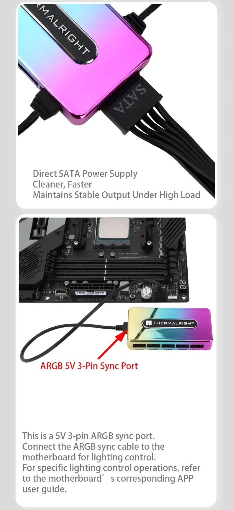 Thermalright TL-ARGB HUB Controller REV.A 10 port ARGB Lighting Hub SATA powered ARGB signal sync