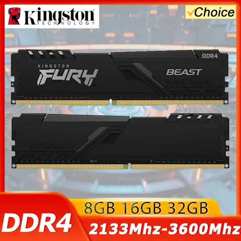 Kingston Fury Beast DDR4 8G 16G 32GB 3600 3200Mhz RAM PC Memory 288Pin XMP2.0 Heatsink For Desktop AMD or INTEL Motherboard - WinSupport Tech