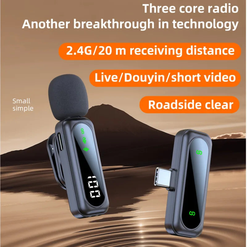 Xiaomi Lavalier Lapel Microphone Wireless Portable Noise Reduction Audio Recording Type-C Mic for iPhone15-16 Android PC Live - WinSupport Tech