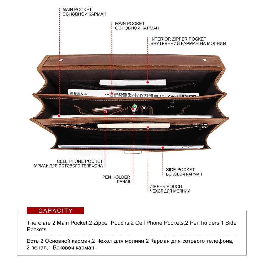 CONTACT'S Genuine Leather Business Bags for Men High Quality Briefcase Office Bag Male Tote Laptop Bags Portfolio Bag Document