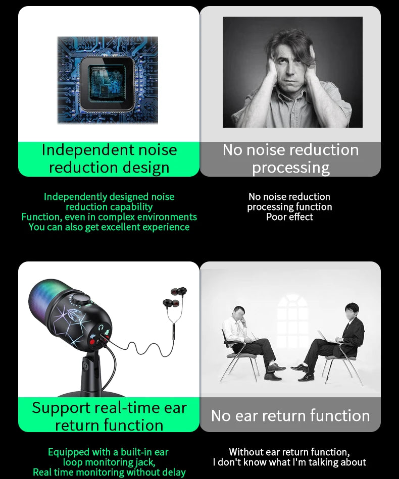 USB Microphone Play Gaming Mic for PC Mac PS4/5 Podcast Microphone with RGB Mute Monitor Noise Reduction for Recording Streaming