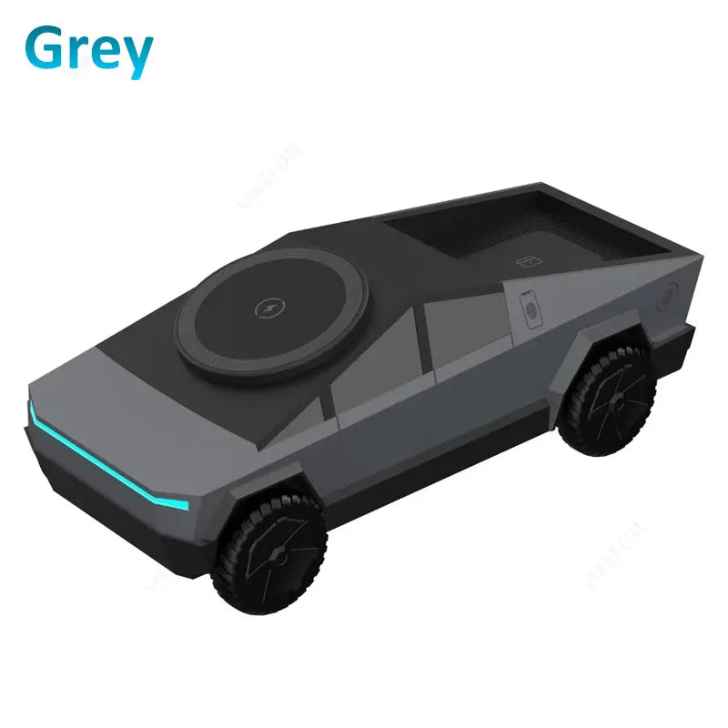 3 in 1 Magnetic Fast Wireless Charger Desktop Cybertruck Phone Stand For IPhone 17-12 Pro Max Apple Samsung Watch Airpods Pro