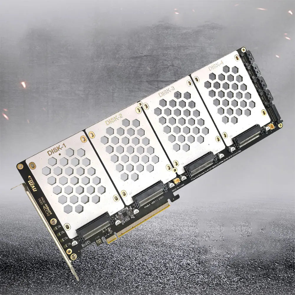 4-Port U2 NVME 2.5Inch SATA SSD Adapter Card Motherboard Support PCIe X4x4x4x4 PCIe X16 Bifurcation U.2 PCIe Adapter for PC