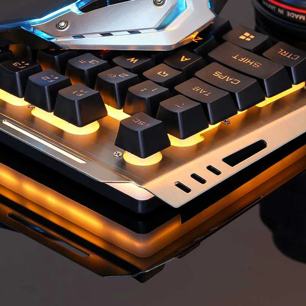 Mechanical Keyboard Gaming Keyboard Wired Game Mouse USB Gamer Keyboard RGB Light Backlit for Computer PC Laptop and Mouse Set