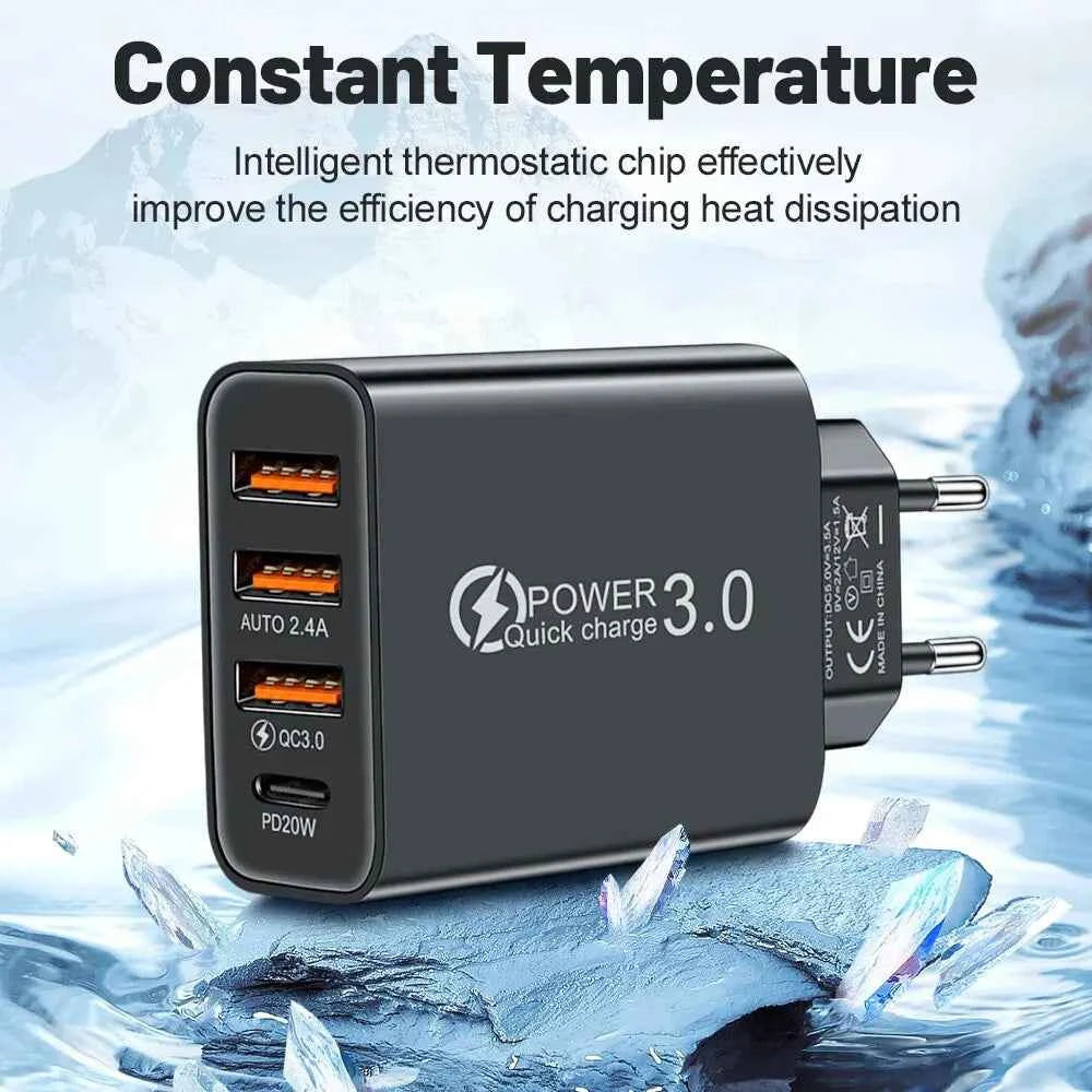 Total 20W Multi Port Wall Charger USB PD Adapter For Xiaomi iPhone 13 12 for Samsung Mobile Phone Plug Charging