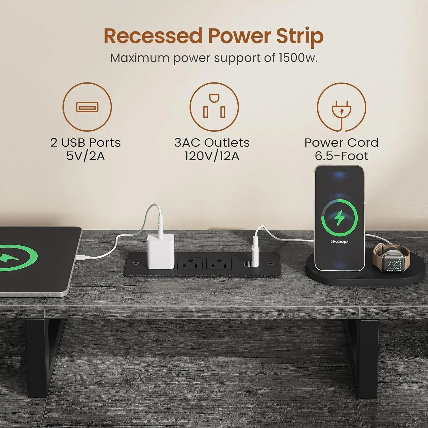 94.5in Double Gaming Desk 8 Drawer LED Storage Power Strip Monitor Stand Home Office , Custom