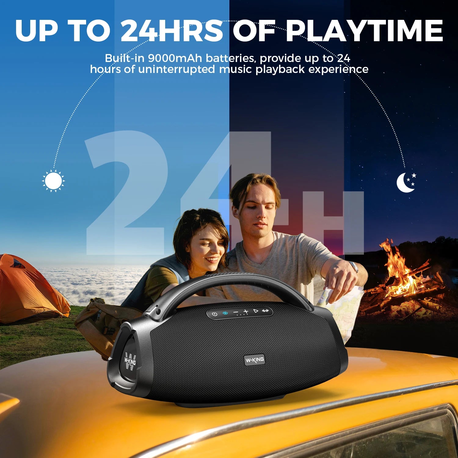 W-KING D20 Portable Bluetooth Speakers,200W RMS Massive Bass Party Boombox IPX7 Waterproof Speaker Large,Outdoor Speaker,BT5.4