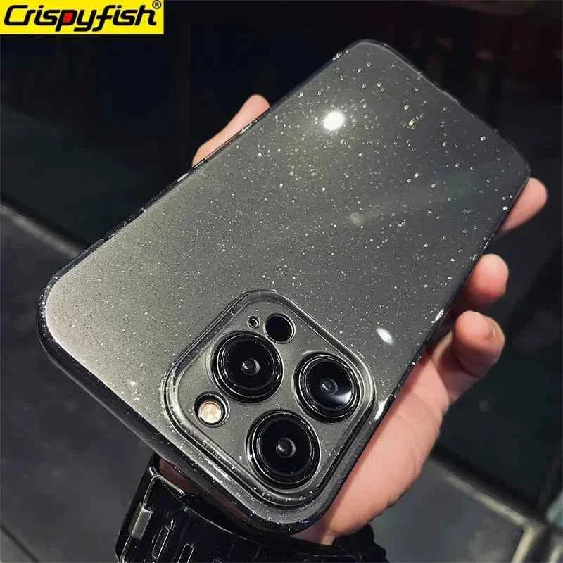 Original Luxury Black Glitter Case For iPhone 16 Pro 15 11 12 13 14 Pro Max XR XS SE 7 8 Plus Soft TPU Shockproof Silicone Cover