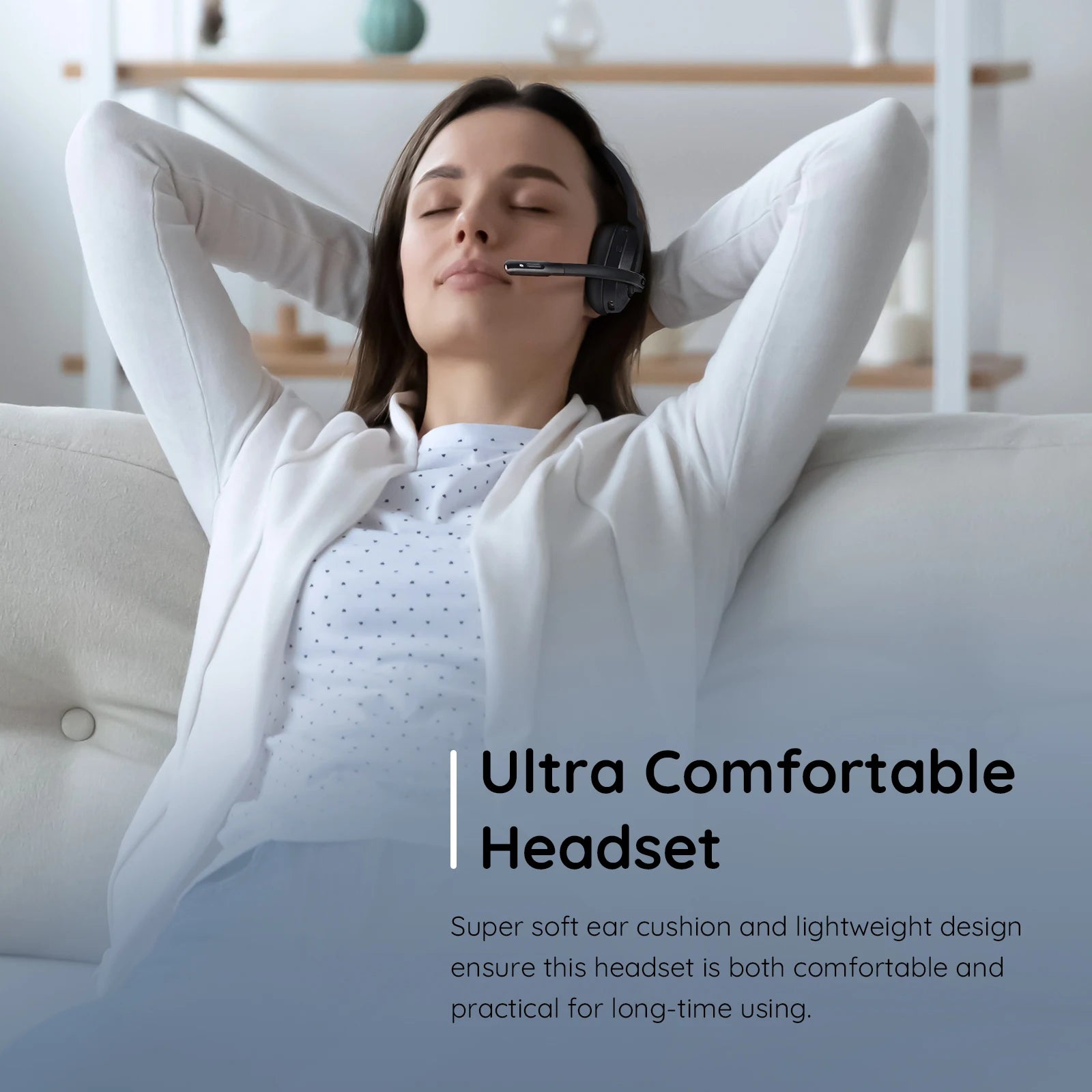 EKSA - H5 Bluetooth 5.0 Headsets, PC Wireless Headphones, 2 Mics ENC Earphones, with Charging Base USB Dongle for Office