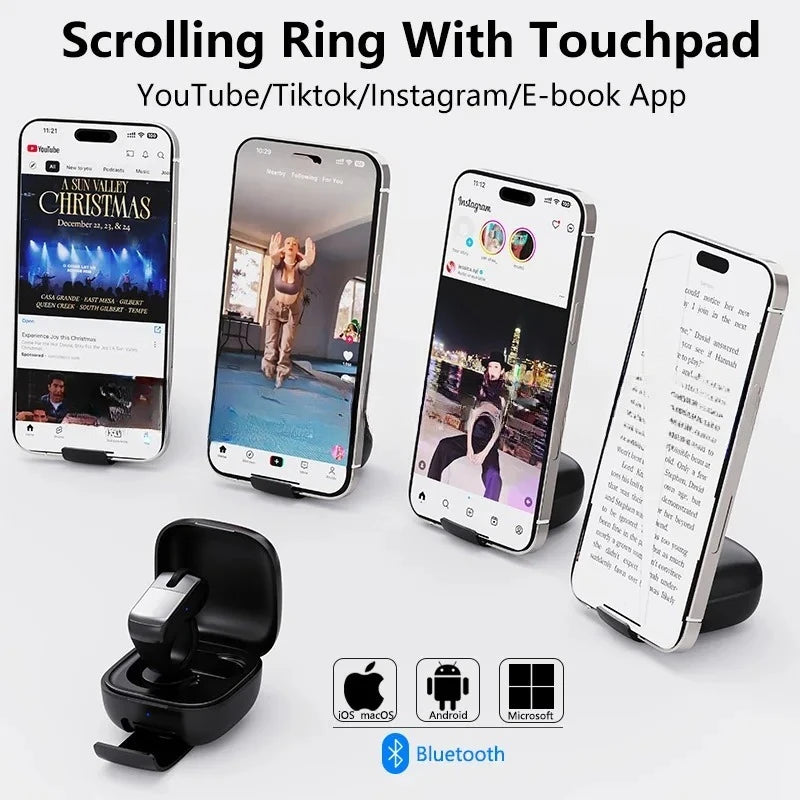 Ring Mouse Rechargeable Mini Light Weight Bluetooth 2.4g Dual-Mode Wide Compatible Remote Control Selfie Scan Short Video Speech