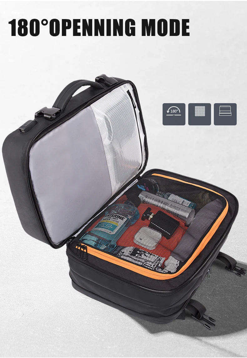 BANGE Aesthetic Men Business Backpack School Expandable USB Bag, Large Capacity 17.3 Laptop Waterproof Fashion Travel Backpack
