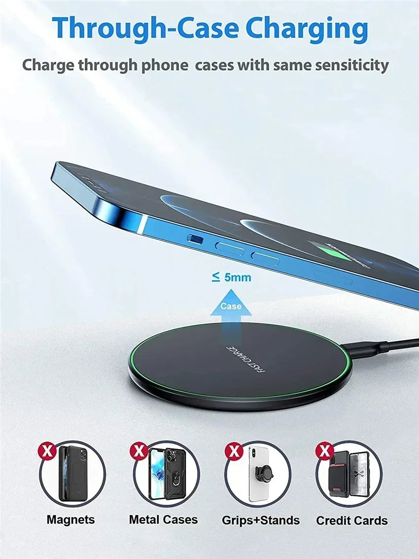 New Wireless Charger For iPhone 17 16 15 14 13 Pro Max Induction Fast Charging Pad Dock Station For Samsung S24 Xiaomi Huawei