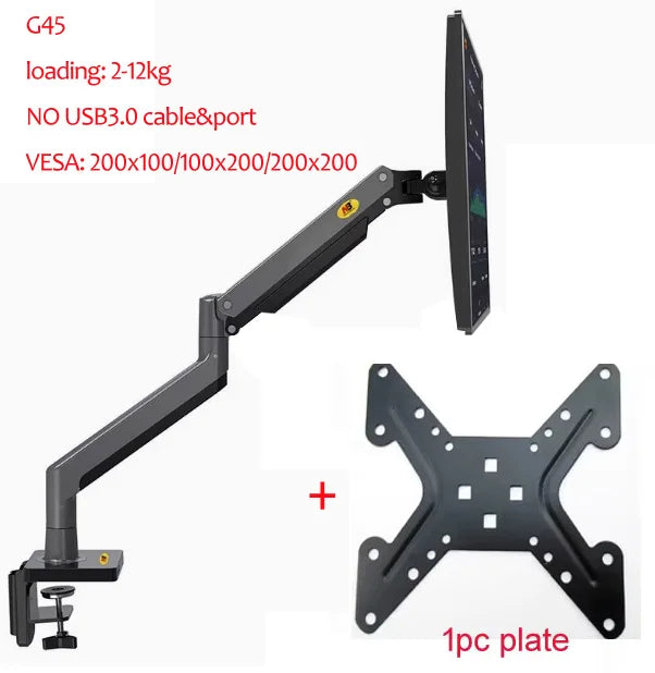NB G40 22-40 inch Monitor Screen Desktop Mount Gas Spring Arm Computer Holder 360 Rotate 3-15kgs with USB 3.0 Port Clamp Grommet
