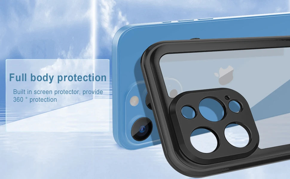 For iPhone 16 15 14 Plus 13 12 11 Pro XS Max XR IP68 Waterproof Phone Case Dustproof Diving Swim Surfing Cover Screen Protector