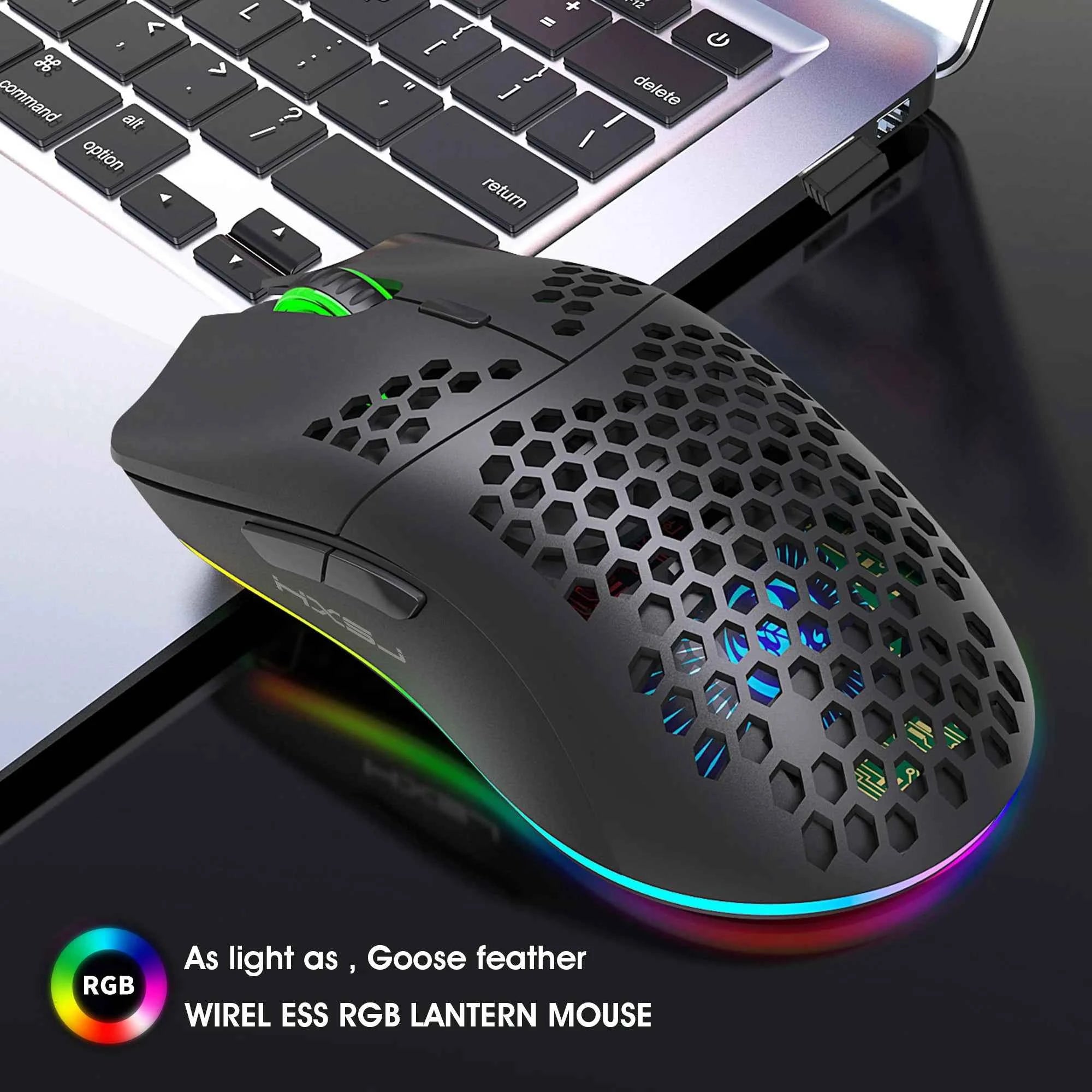 HXSJ 60% Wireless Gaming Keyboard and Mouse Combo,LED Backlit Rechargeable 2000mAh Battery,Mini Mechanical Feel Anti-ghosti