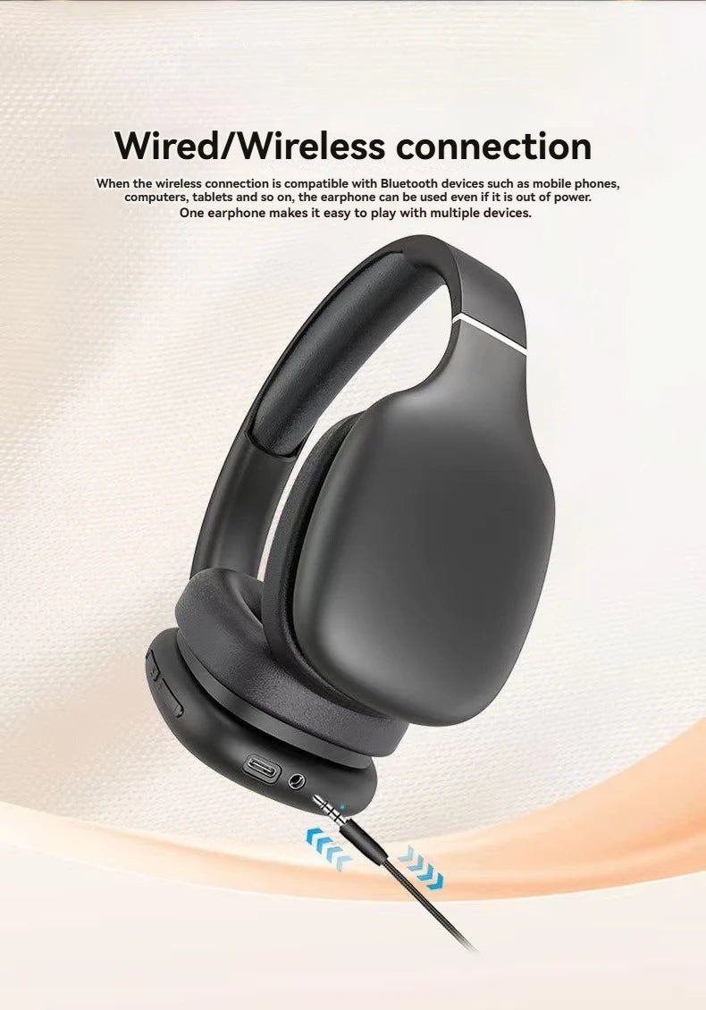 BT1638 Bluetooth 5.4 Headphones Over Ear 40mm Driver 40H Playtime Type-C Charging Wireless Headset Over Ear Wireless Headphones