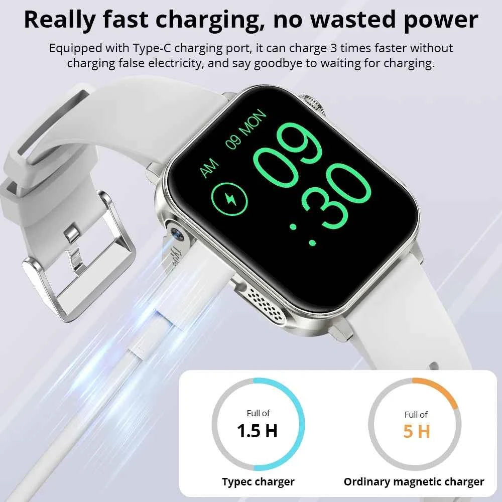 COLMI P80 Type-c Smartwatch Men Women Health Manager Bluetooth Call IP67 Waterproof Flashlight Smart Watch For Xiaomi iOS Phone