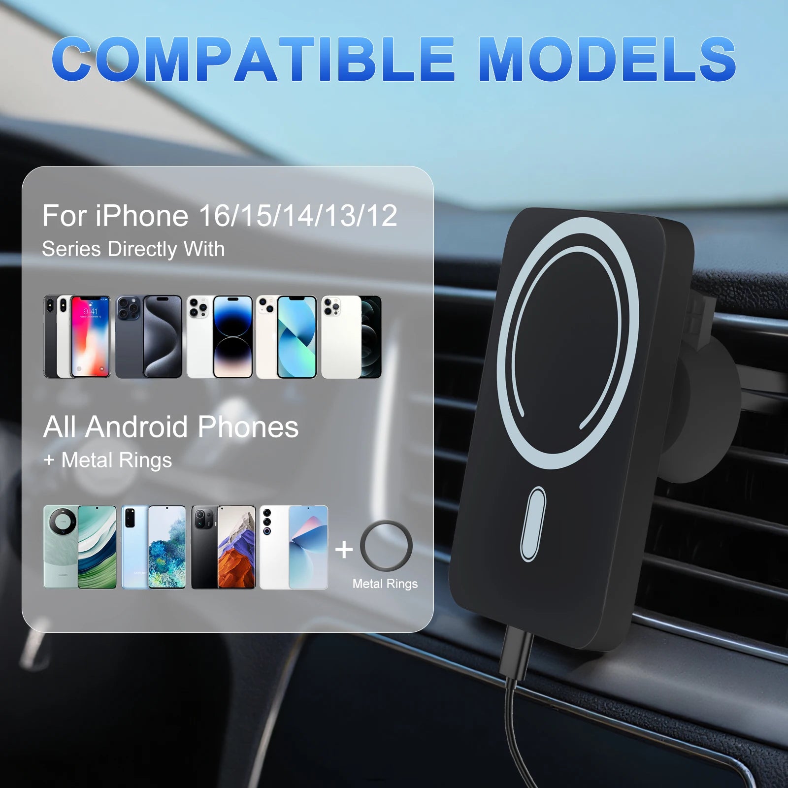 Magnet Wireless Car Charger 15W Phone Holder Car Air Vent Fast Charging Pad For Magsafe iPhone 17 16 15 14 13