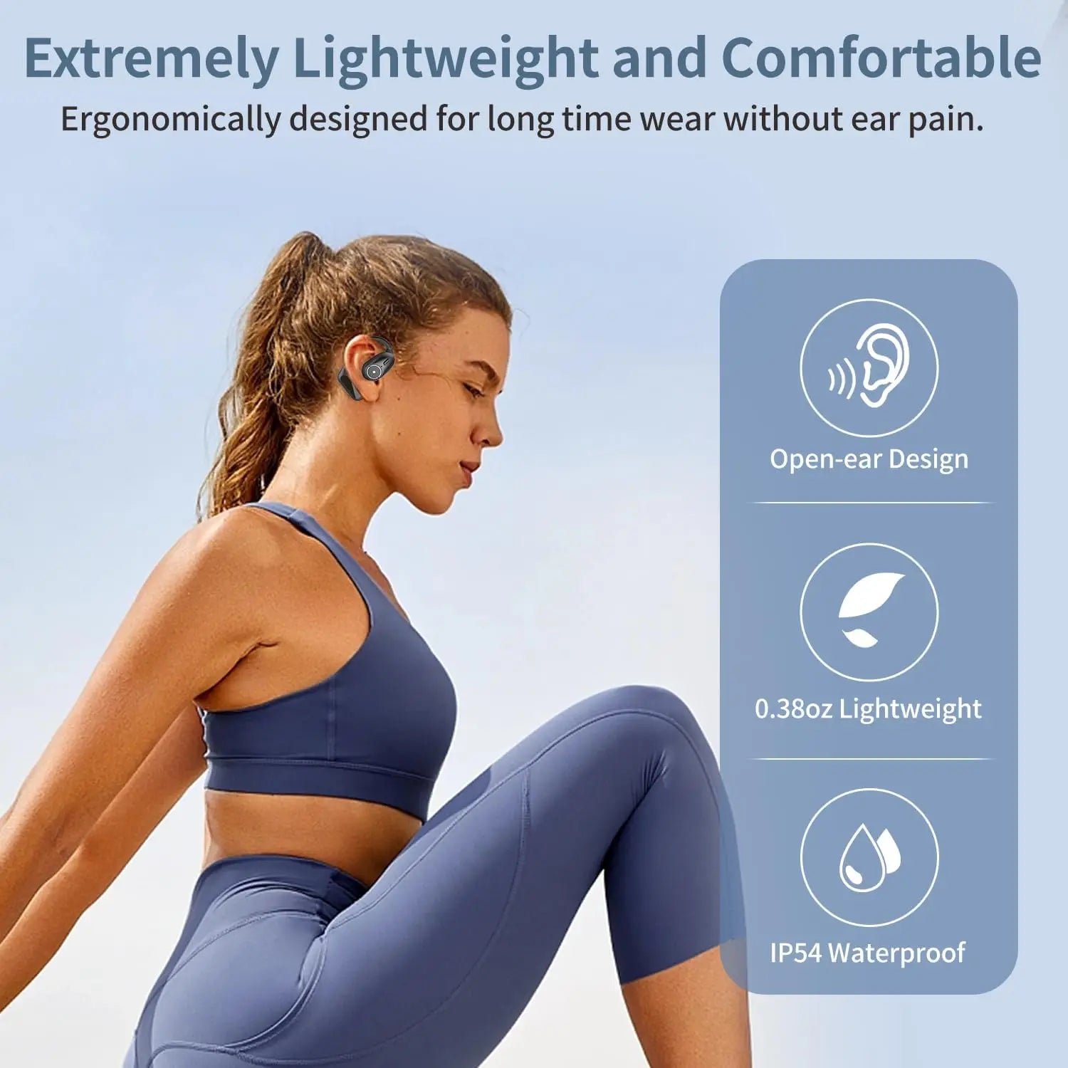 Open Ear Headphones with Boom Mic, Bluetooth 5.4 Wireless Headsets with Detachable Microphone, ENC Noise Cancelling, Mute Button