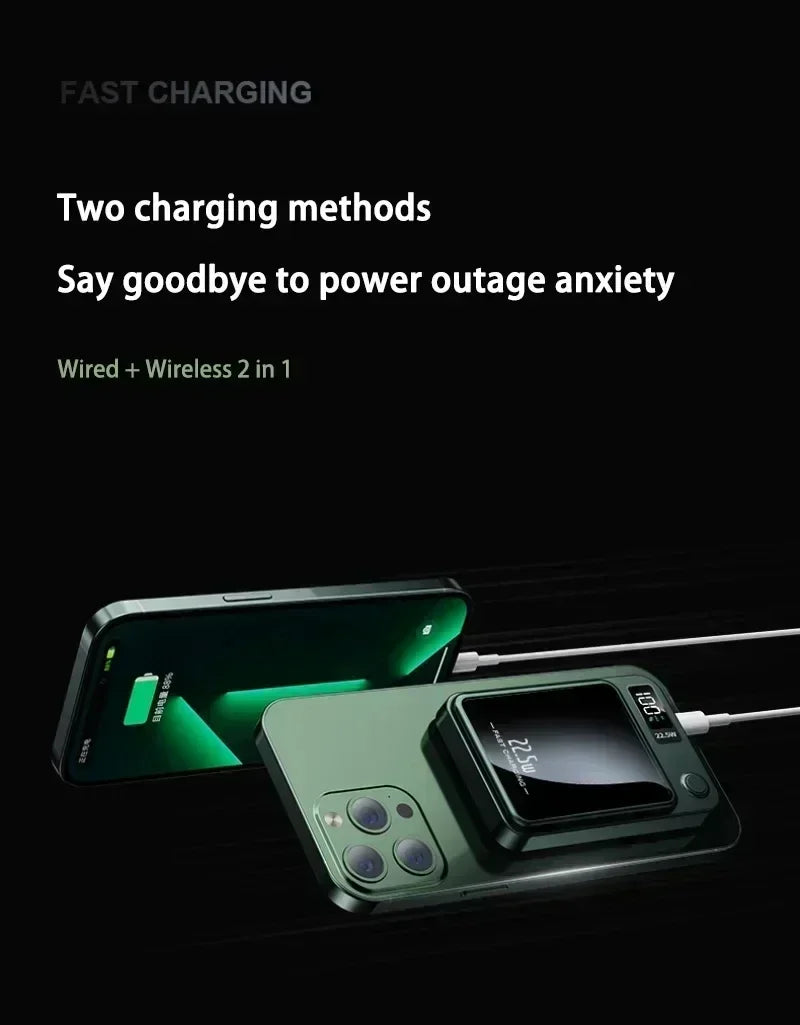 Lenovo New 500000mAh Magnetic Power Bank Fast Wireless Charging Portable Auxiliary Battery for MagSafe Samsung Huawei iPhone
