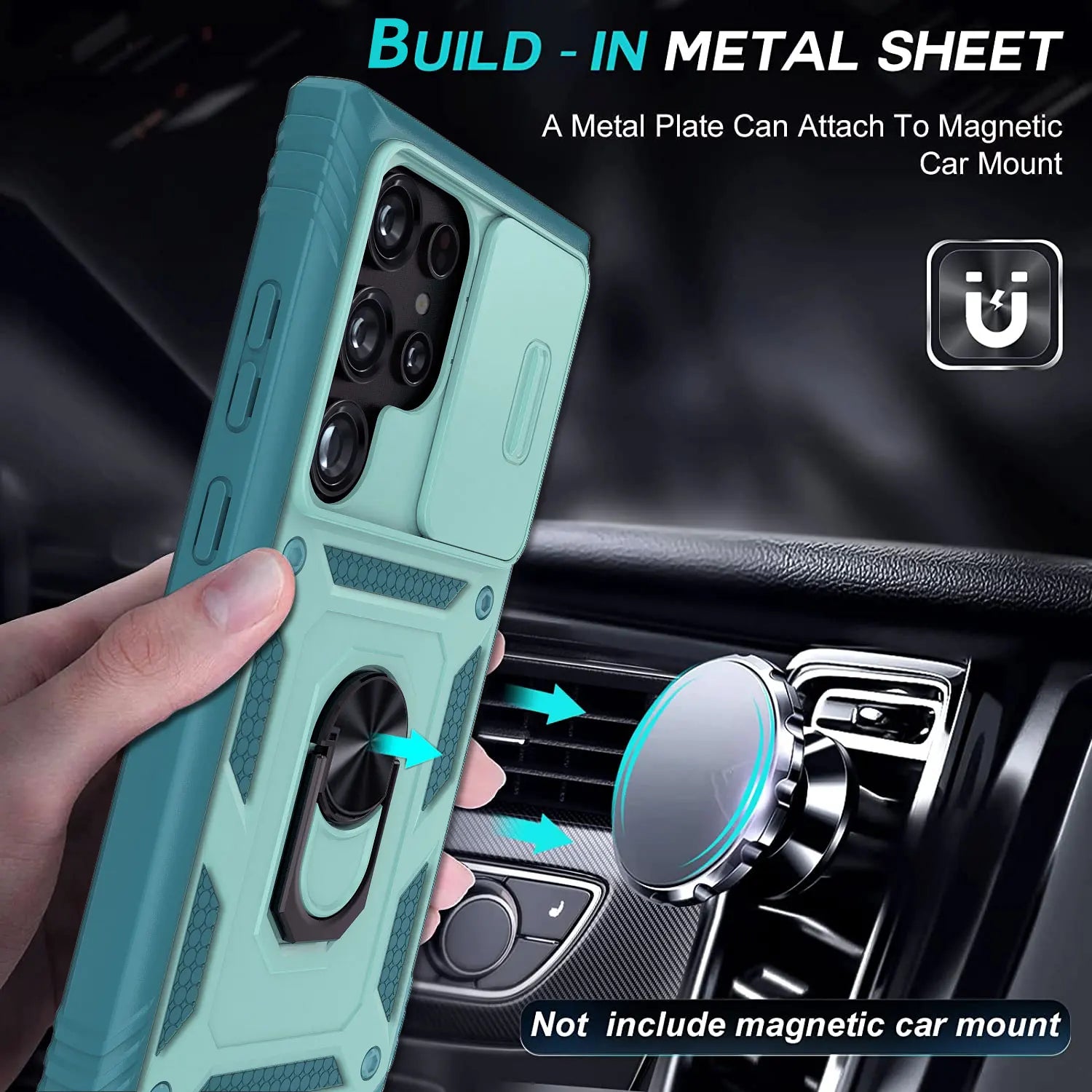 For Samsung Galaxy S22/22 Plus/S22 Ultra/S23/S23 Plus/S23 Ultra/S23 FE Phone Case Hybrid Ring Kickstand Camera Protection Cover