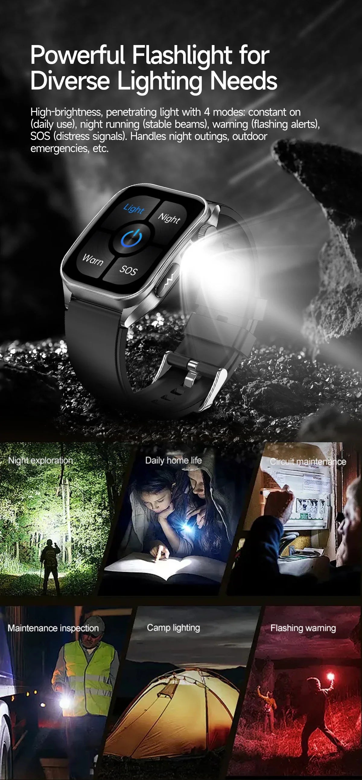 New Laser Treatment Three High Smart Watch Men ECG Heart Rate Uric Acid Health Tracker 1.95 inches Sapphire Glass SmartBracelet
