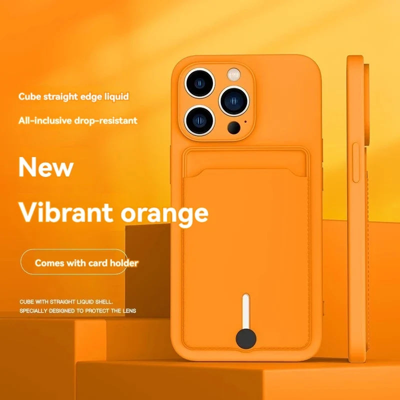 Mobile phone case card slot  for iphone 16 15 14 13 12 11 pro max mini plus silicone  soft tpu Credit card  bag cover case