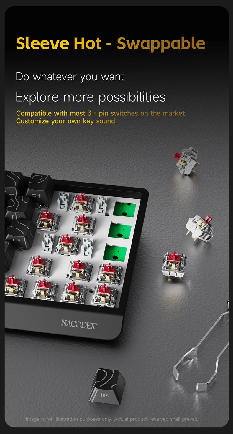 AJAZZ NK68 V2 gaming mechanical keyboard features hot-swappable keys, color backlighting, and is portable for office use