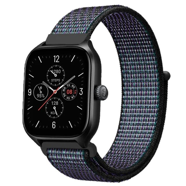 20mm 22mm Nylon Loop Strap for Amazfit GTR 42 47mm/GTR2/2e/3/3 Pro/4/GTS/GTS2/mini/3/4 Bracelet for Amazfit Bip-U-S/Stratos 2 2S