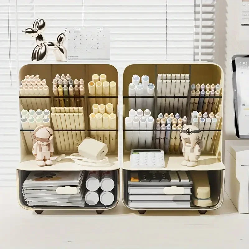 Multi-Layer Desk Organizer Large Capacity Office Accessories Slanted Insert Pencil Holder Storage Box Stationery Supplies School