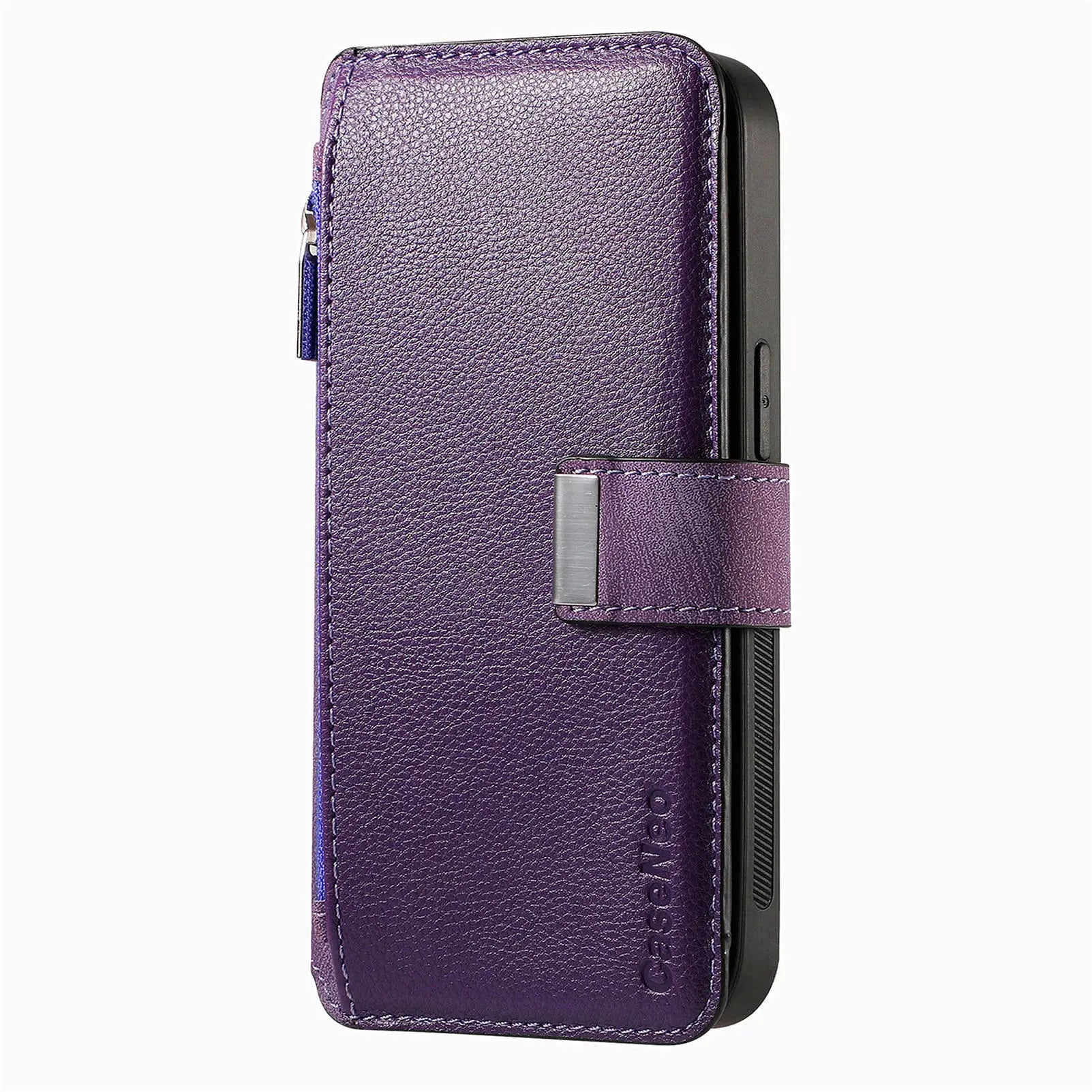 For iPhone 15 14 13 12 11 XS Max XR 8 7 6 Plus Wallet Case, Zipper Storage Design, Detachable Magnetic Flip Folio Cover