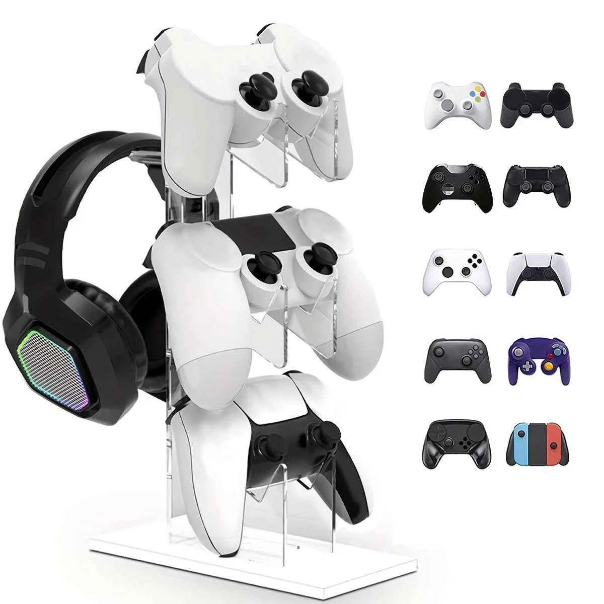 Universal 3-layer Controller Holder and Headphone Holder Game Accessories For PS5 PS4 Storage Holder Black, White, Transparent