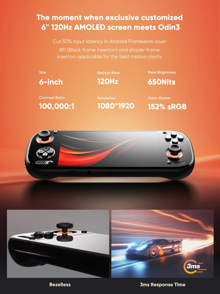 AYN Odin 3 Android Handheld 6'' 1080p AMOLED Screen Gaming Console Handheld