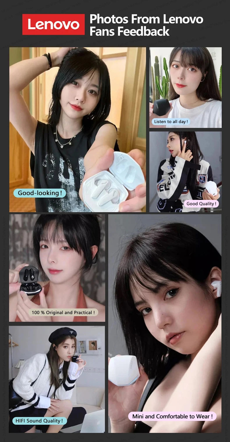 Choice Lenovo GM2 Pro TWS Wireless Bluetooth V5.3 Earphone HD Call Low Latency Headphones Dual Mode Music Gaming Earbuds GM2PRO