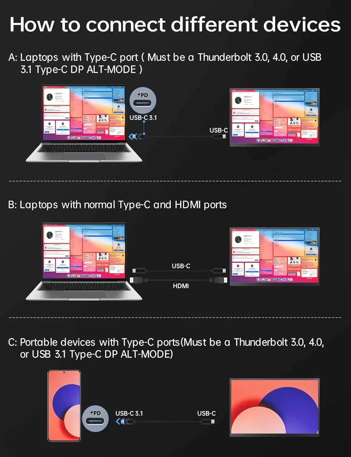 UPERFECT 2K 144Hz 450nits Portable Gaming Monitor 16