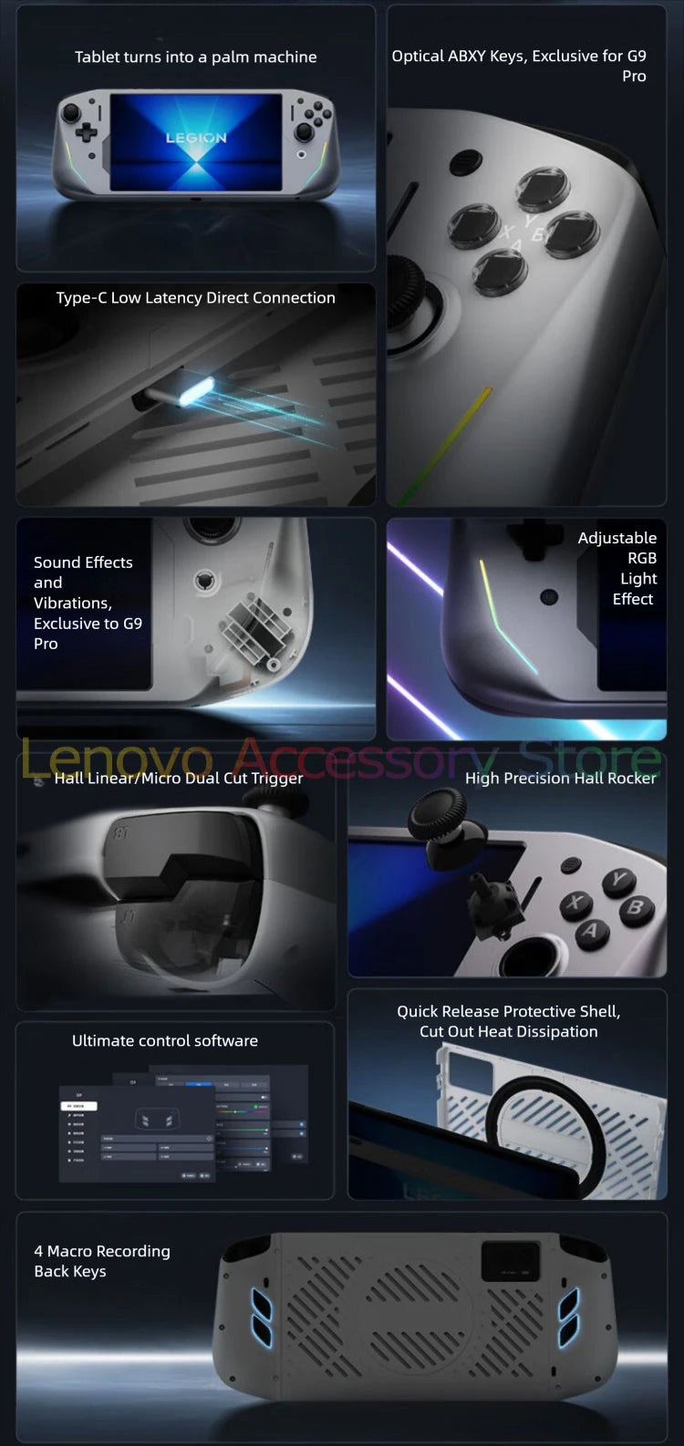 Lenovo LEGION G9 2025 Gamepad For Y700 Gen2 Gen3 Gen4 Tablet Game Controller Vibration Motor High Precision Hall Rocker Gaming