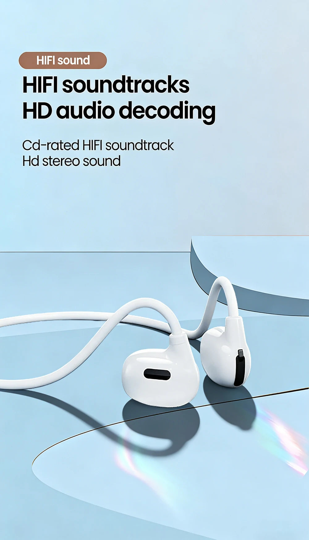 Olaf Sport Bluetooth 5.3 Headphone Wireless Open Air Conduction Earphones Hifi Stereo Sound Sport Gaming Headset  For Phone