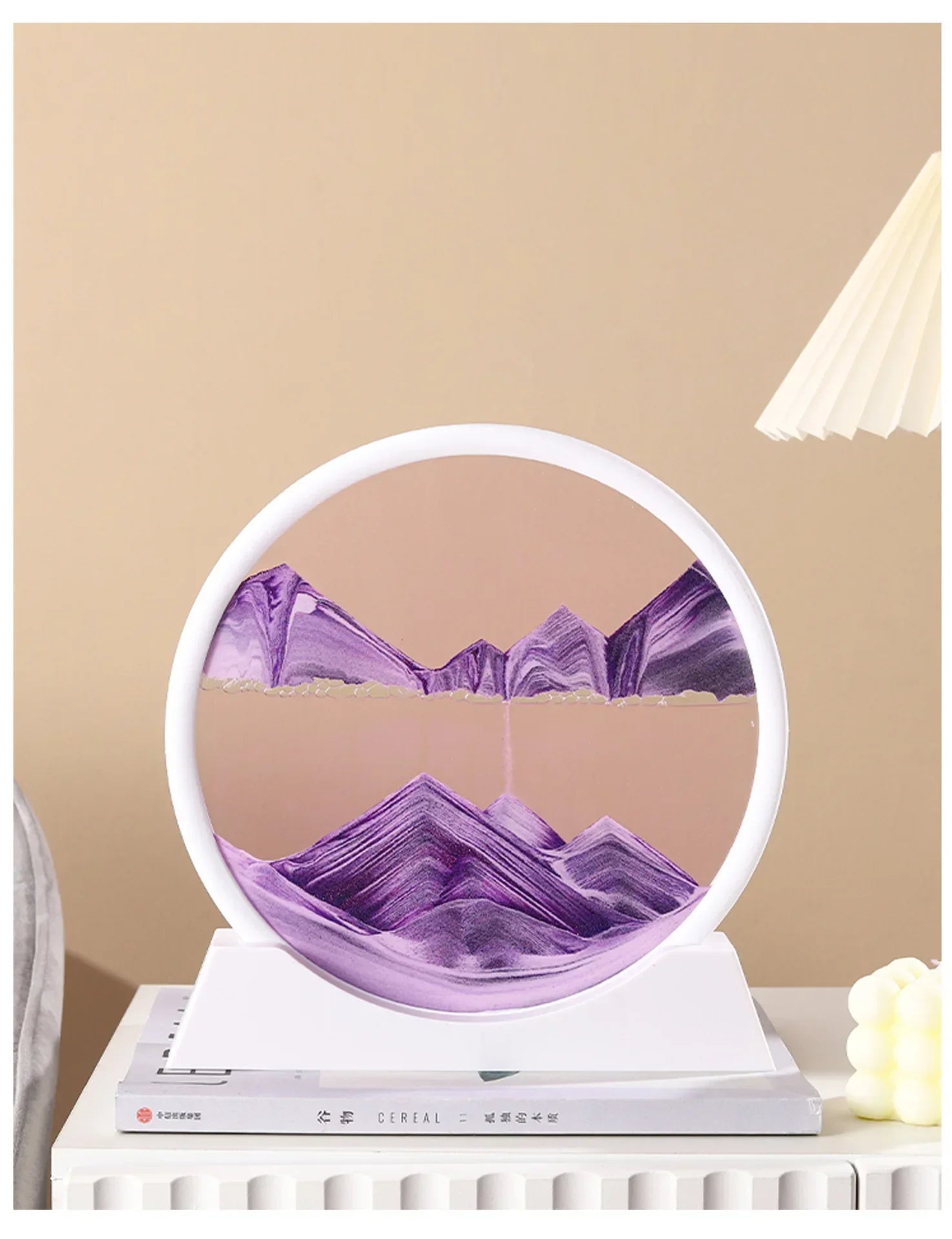 Sandscape Moving Sand Art Picture Round Glass Deep Sea Quicksand Craft Home Decor Gift 3D Liquid Hourglass Flowing Sand Painting