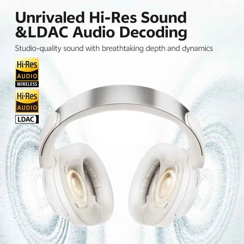 QCY H3S Over Ear Headphone Hi-Res LDAC Spatial Sound Headset H3S -56dB Adaptive ANC Wireless Earphone Bluetooth 6.0 102Hrs